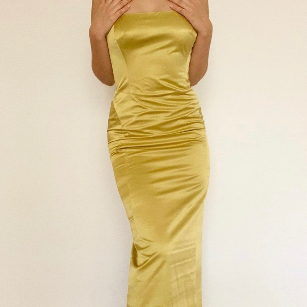 Richard Tyler Satin Yellow/Mustard Dress